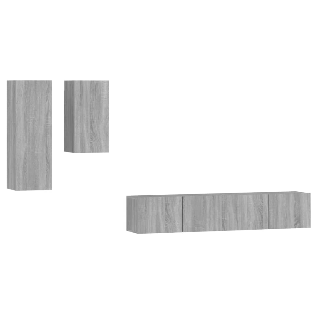Ensemble de meubles TV 4 pièces, en bois de Sonoma gris
