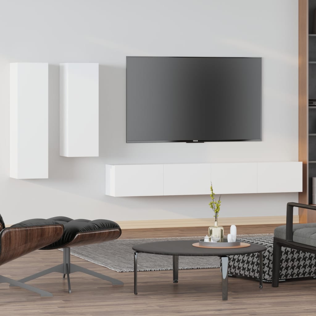 Ensemble de meubles TV 4 pièces en bois blanc