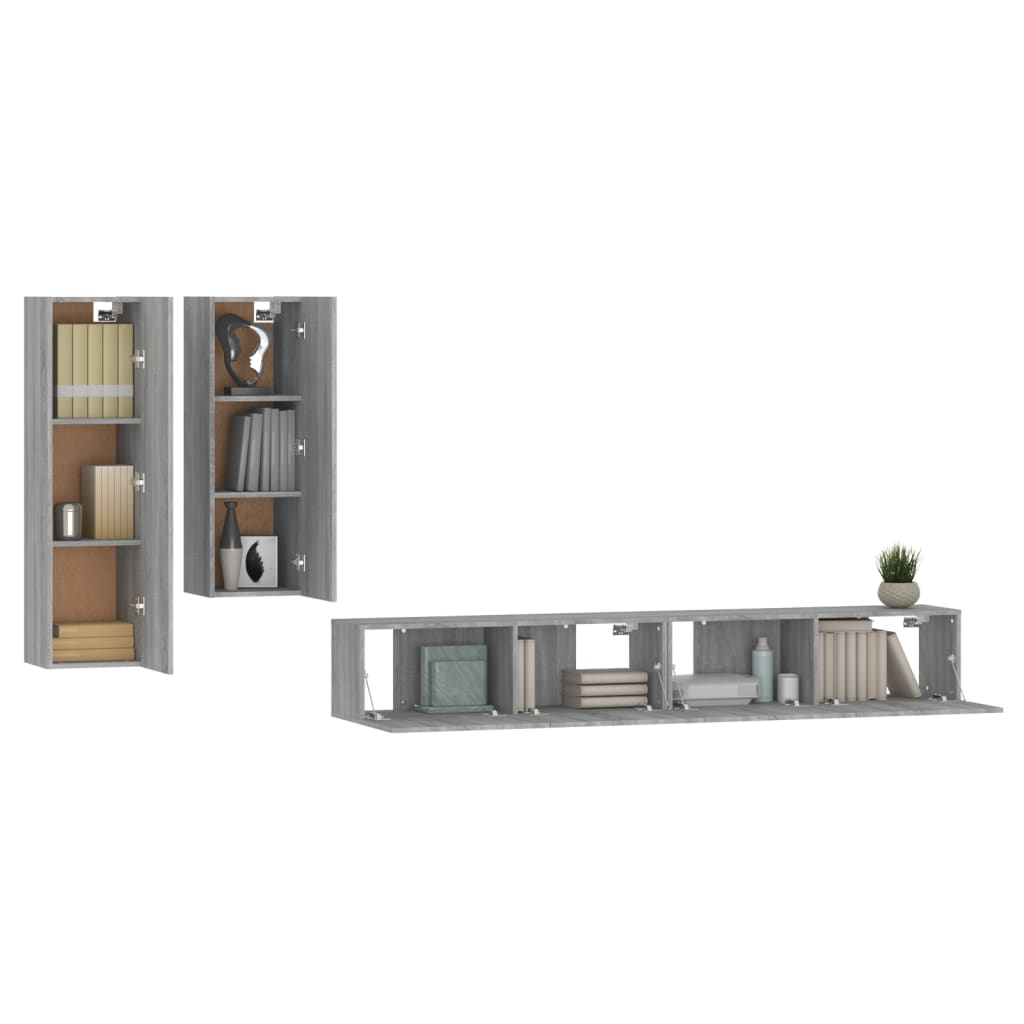 Ensemble de meubles TV 4 pièces, en bois de Sonoma gris