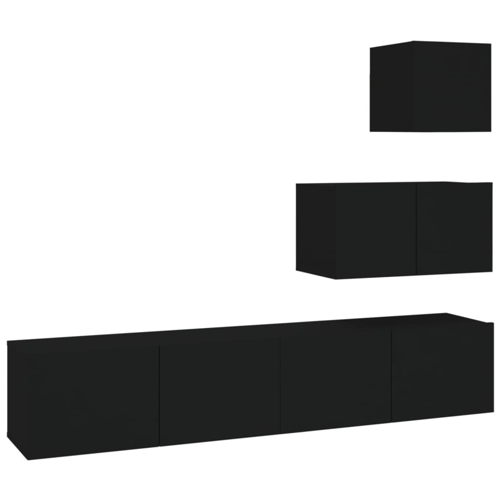 Ensemble de meubles TV 4 pièces en bois noir