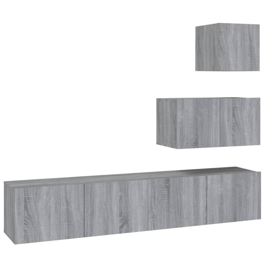 Ensemble de meubles TV 4 pièces, en bois de Sonoma gris