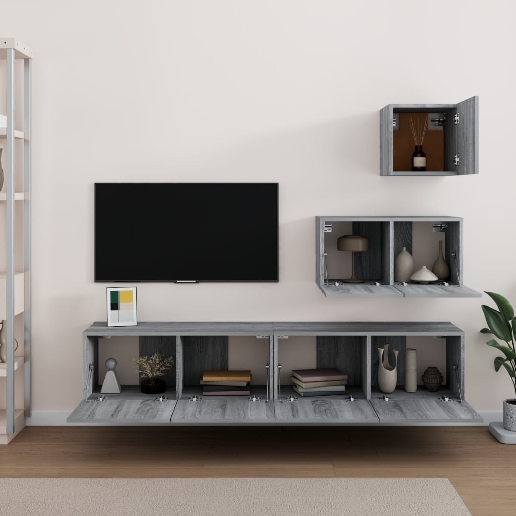 Ensemble de meubles TV 4 pièces, en bois de Sonoma gris