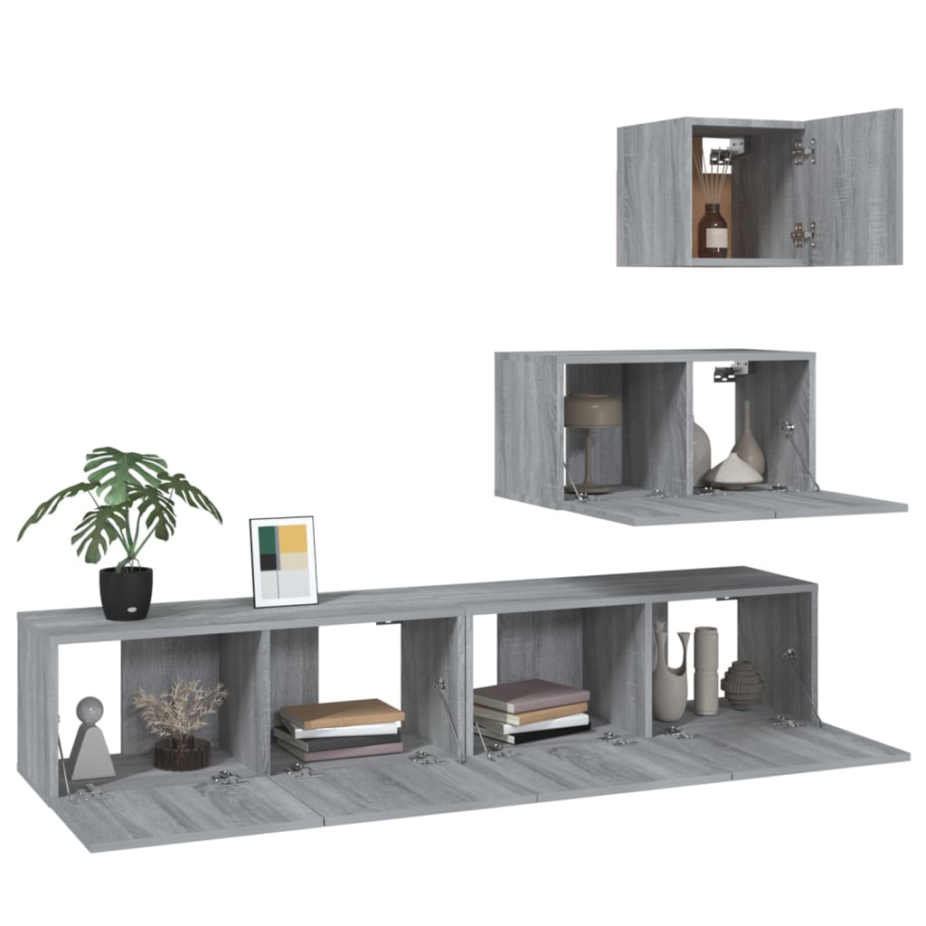 Ensemble de meubles TV 4 pièces, en bois de Sonoma gris