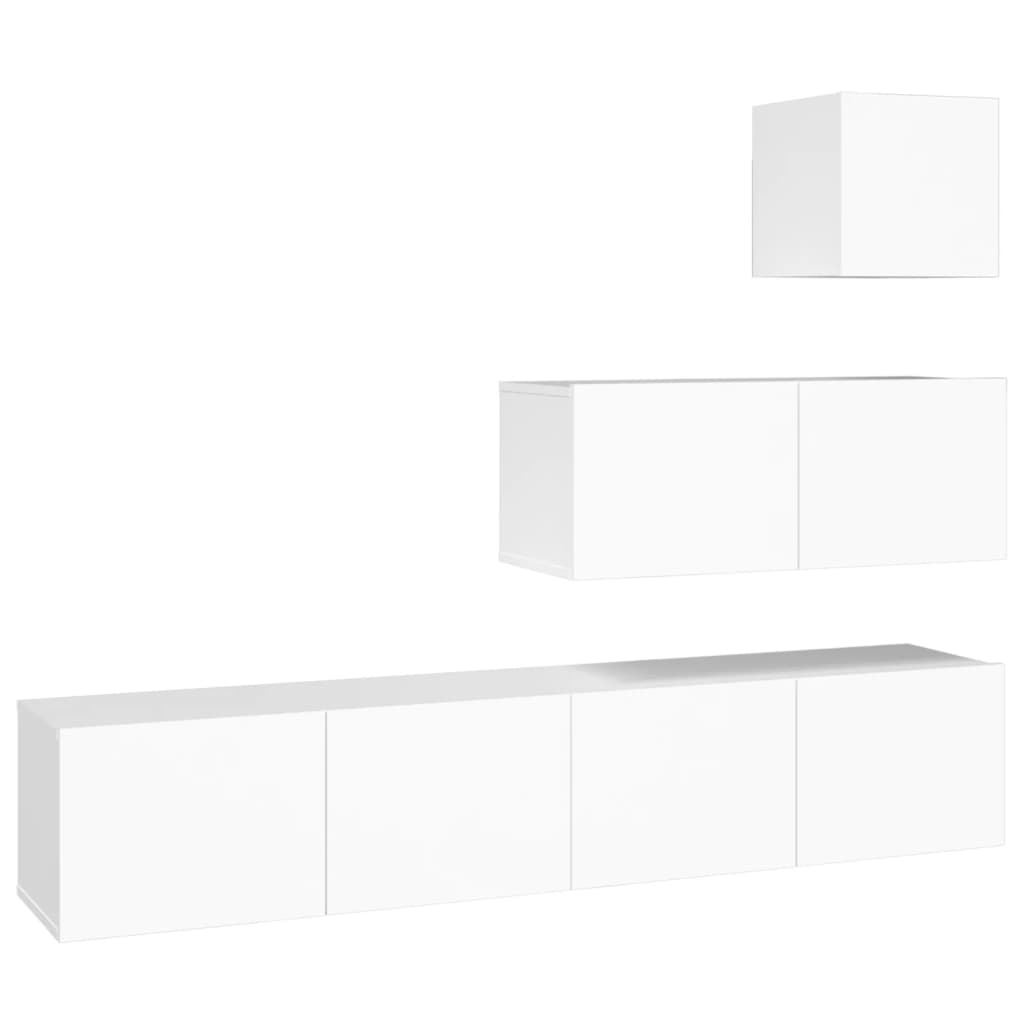 Ensemble de meubles TV 4 pièces en bois blanc