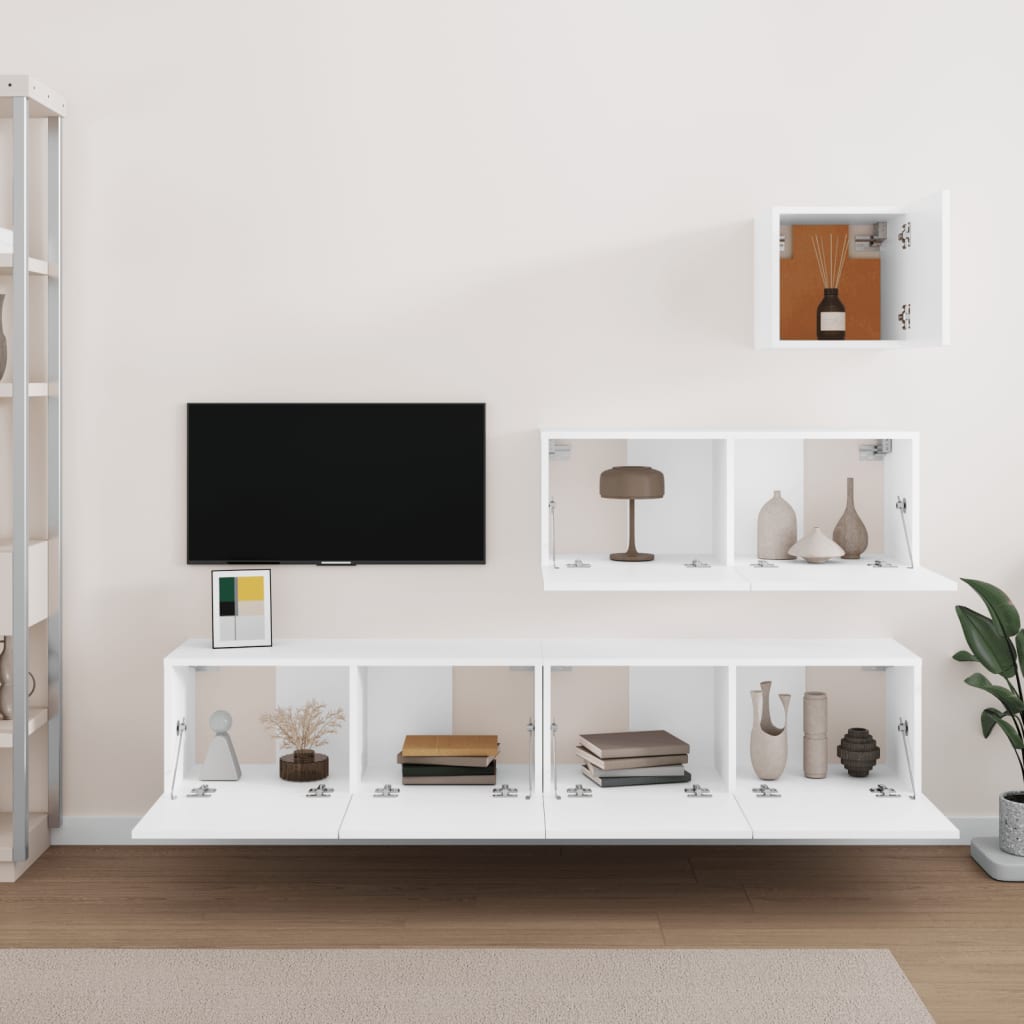 Ensemble de meubles TV 4 pièces en bois blanc