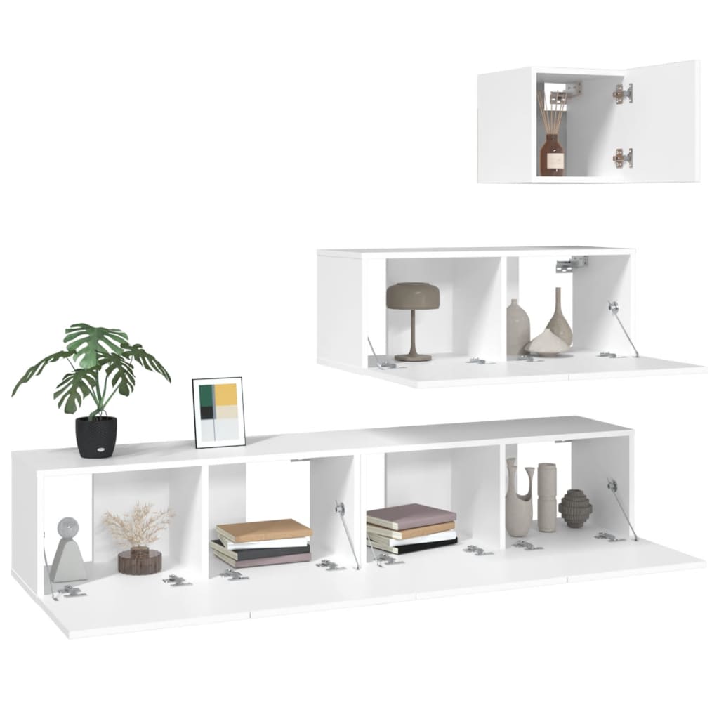 Ensemble de meubles TV 4 pièces en bois blanc