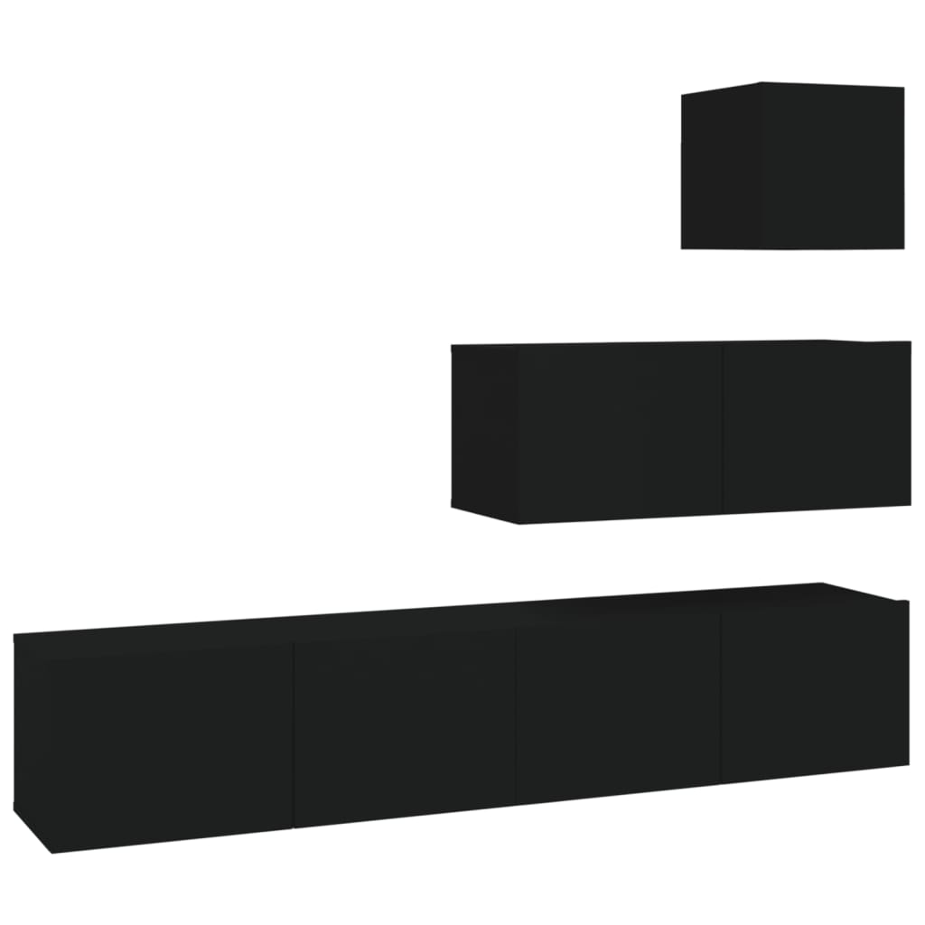 Ensemble de meubles TV 4 pièces en bois noir