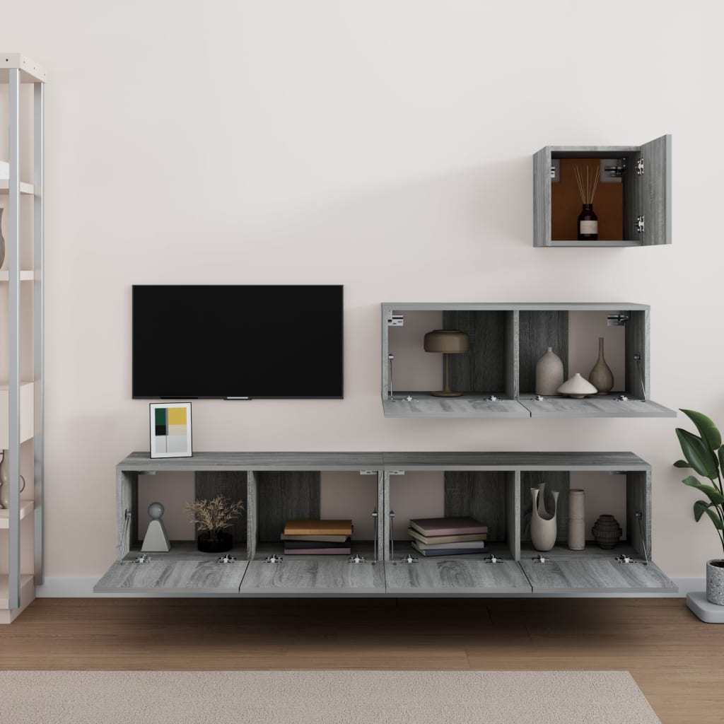 Ensemble de meubles TV 4 pièces, en bois de Sonoma gris