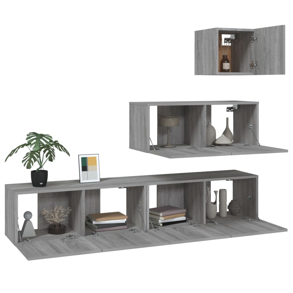 Ensemble de meubles TV 4 pièces, en bois de Sonoma gris