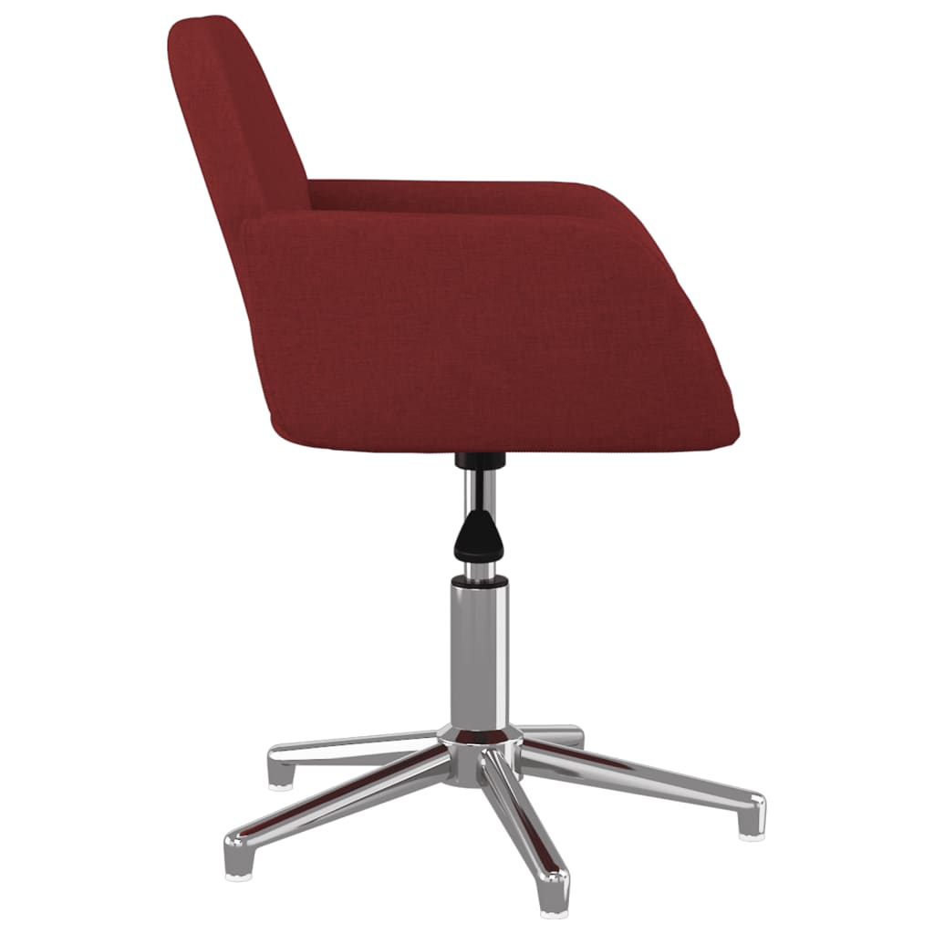 Chaise de bureau pivotante en tissu rouge vin