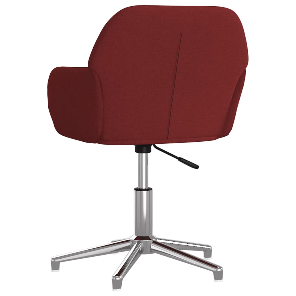 Chaise de bureau pivotante en tissu rouge vin