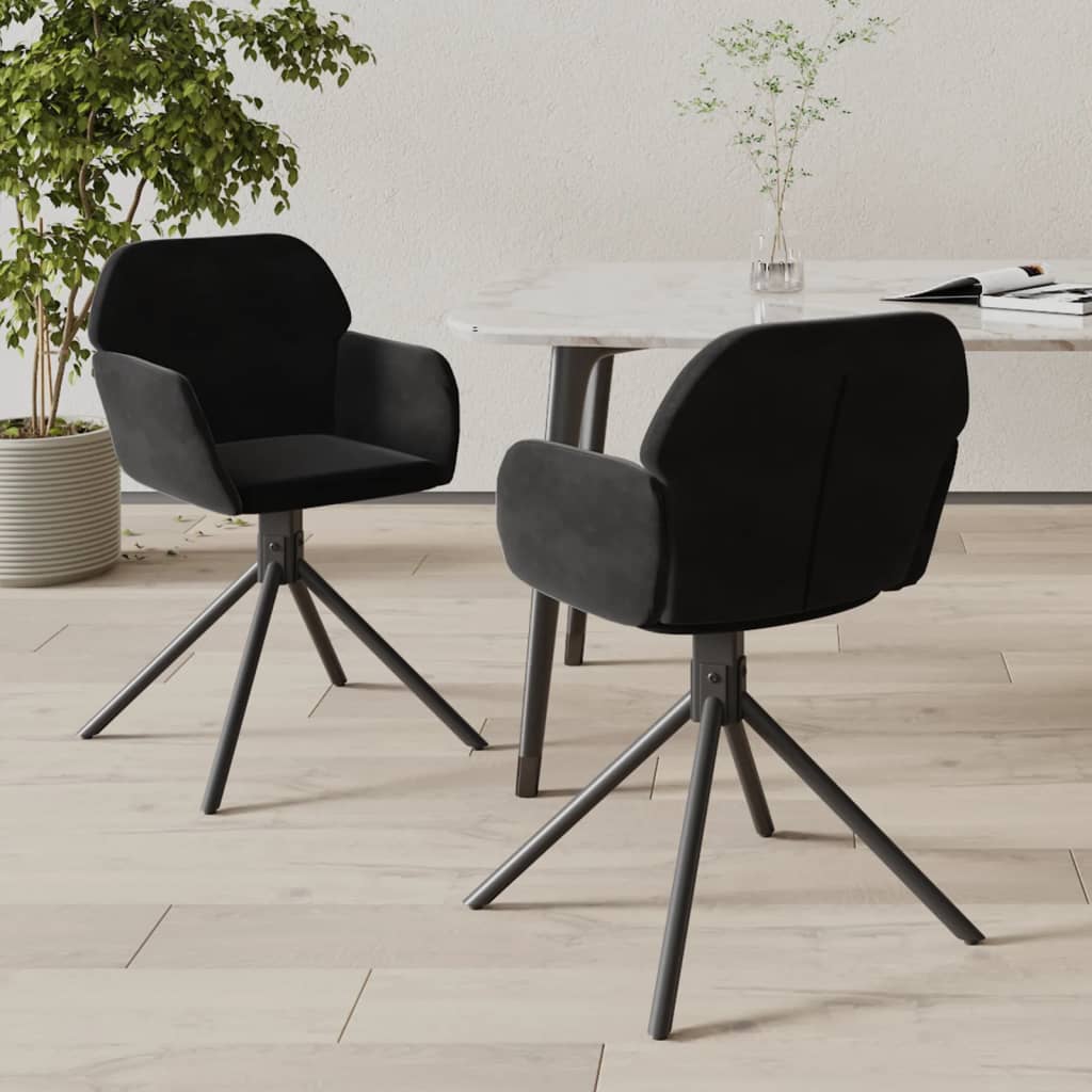 Dining Chairs 2 pcs. Swivel Black Velvet