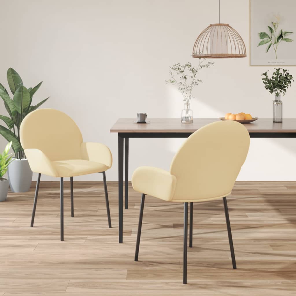 Dining chairs 2 pcs. Cream velvet