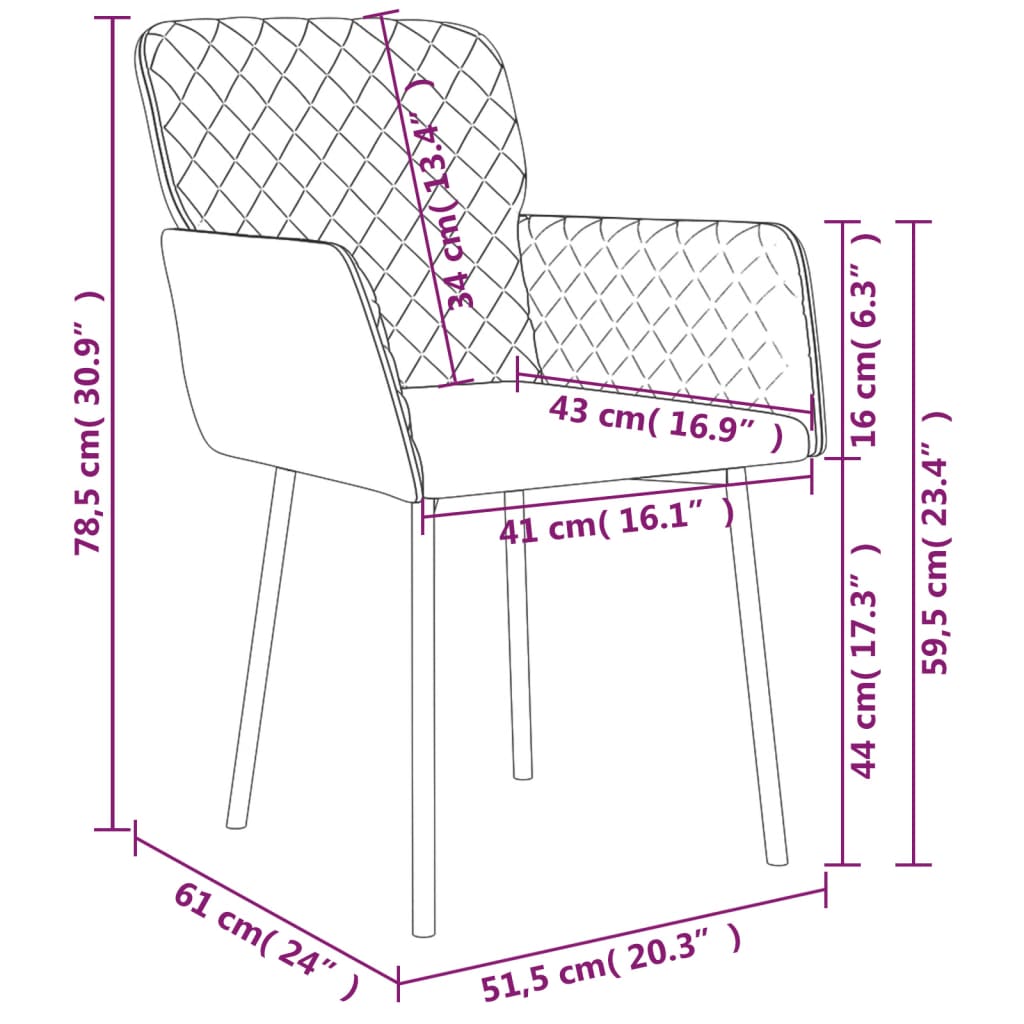 Dining chairs 2 pcs. Blue velvet