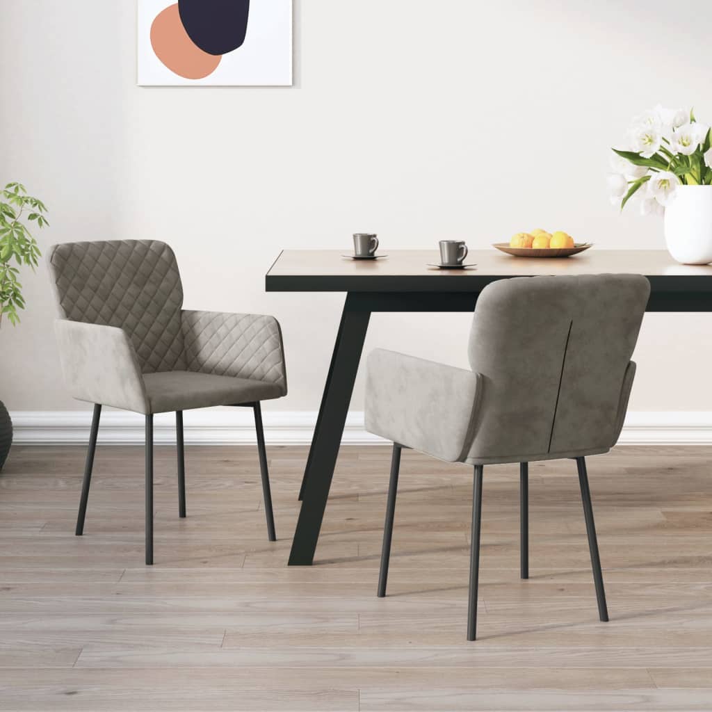 Dining chairs 2 pcs. Light grey velvet