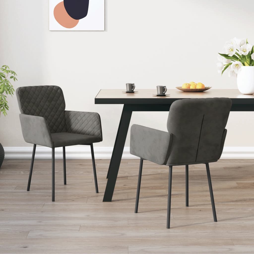 Dining chairs 2 pcs. Dark grey velvet