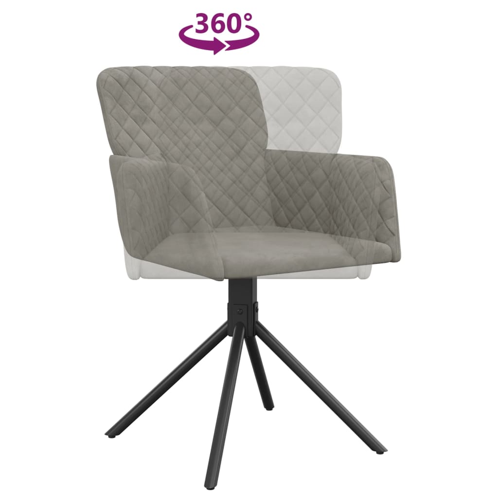 Dining Chairs 2 pcs. Swivel Light Grey Velvet