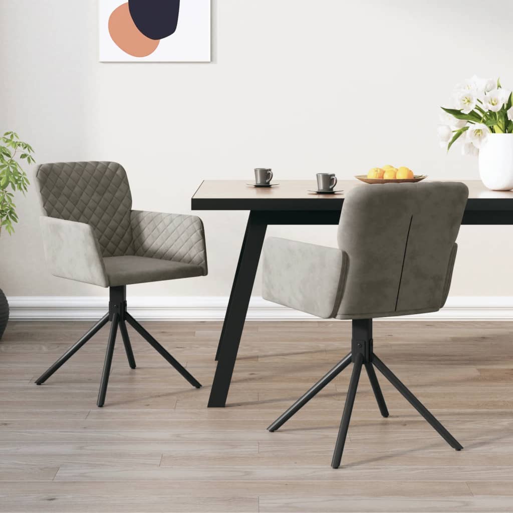 Dining Chairs 2 pcs. Swivel Light Grey Velvet
