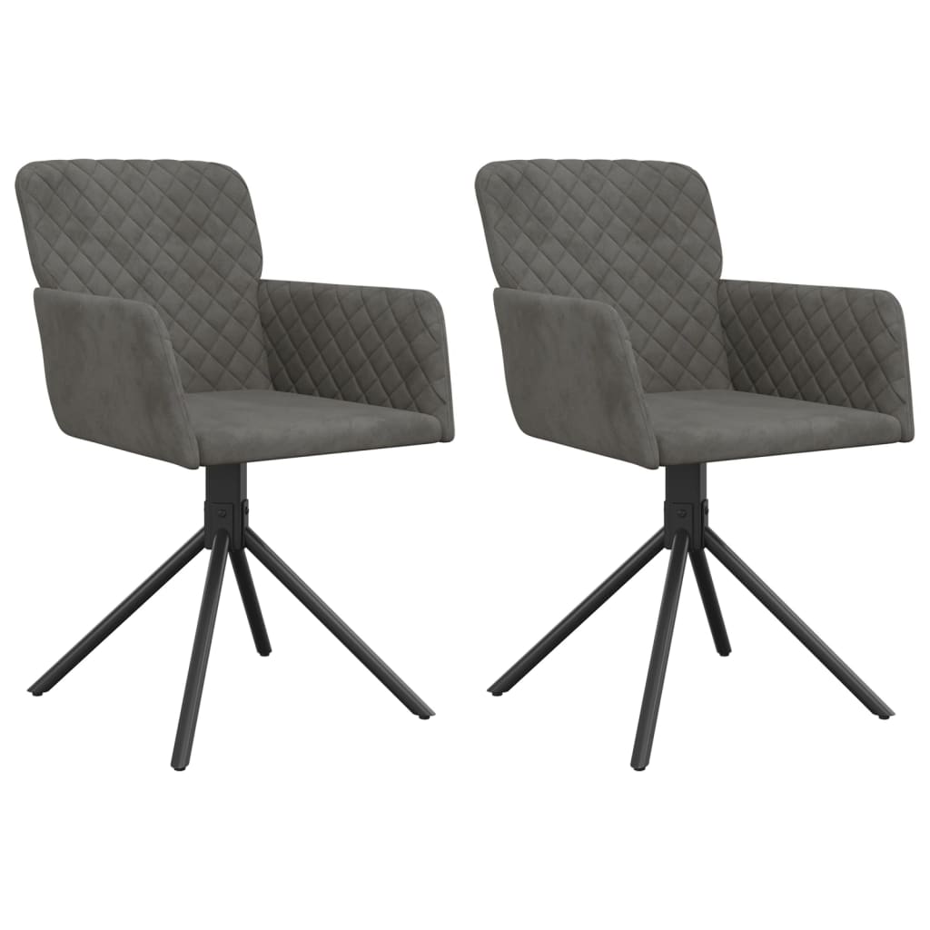 Dining Chairs 2 pcs. Swivel Dark Grey Velvet