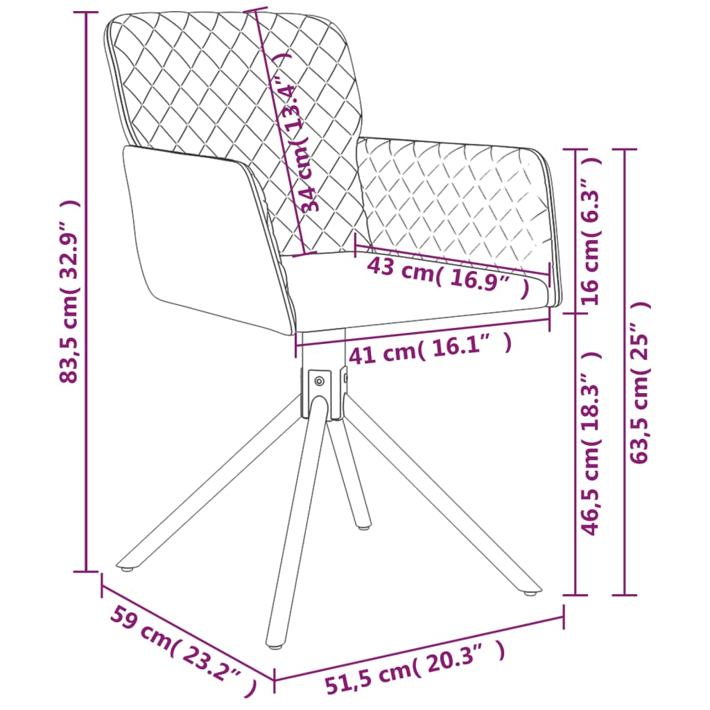 Dining Chairs 2 pcs. Swivel Dark Grey Velvet