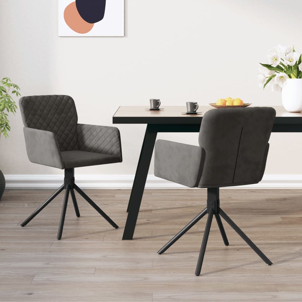 Dining Chairs 2 pcs. Swivel Dark Grey Velvet