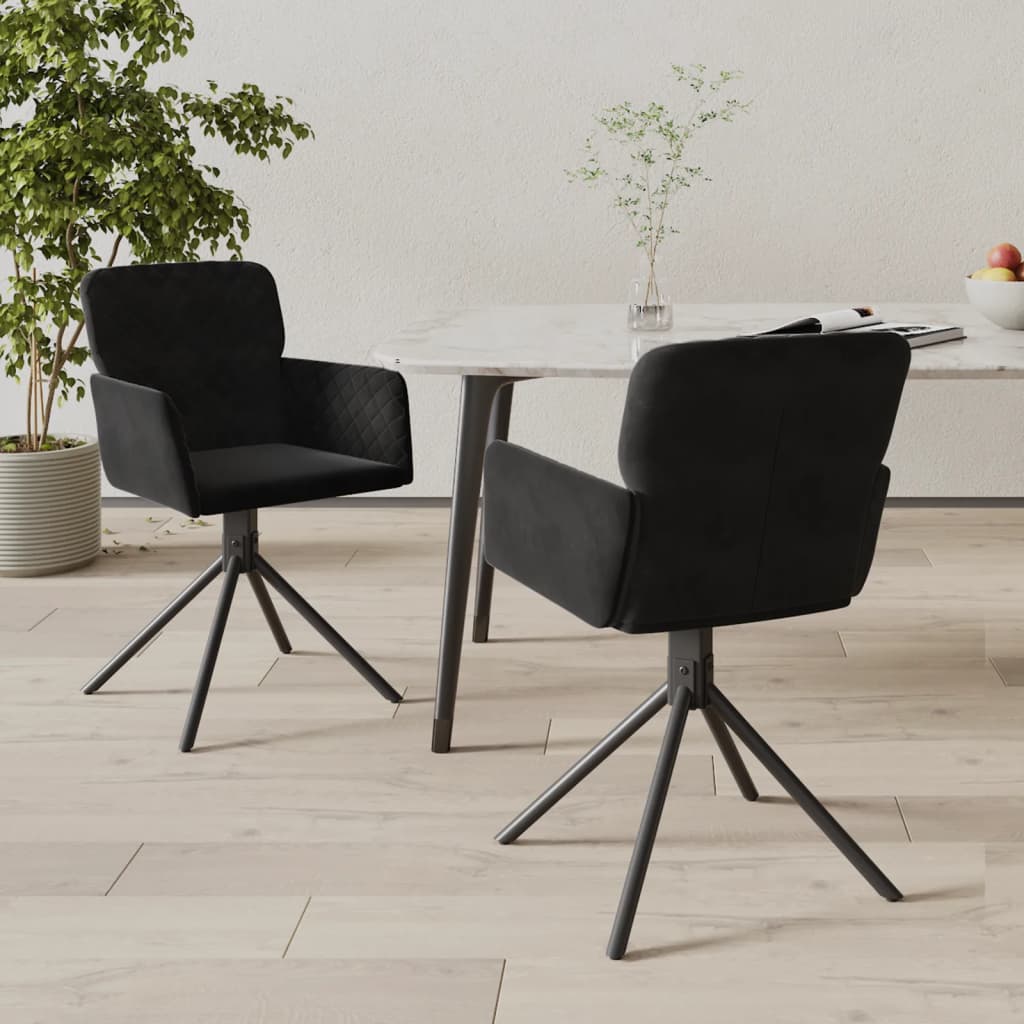 Dining Chairs 2 pcs. Swivel Black Velvet