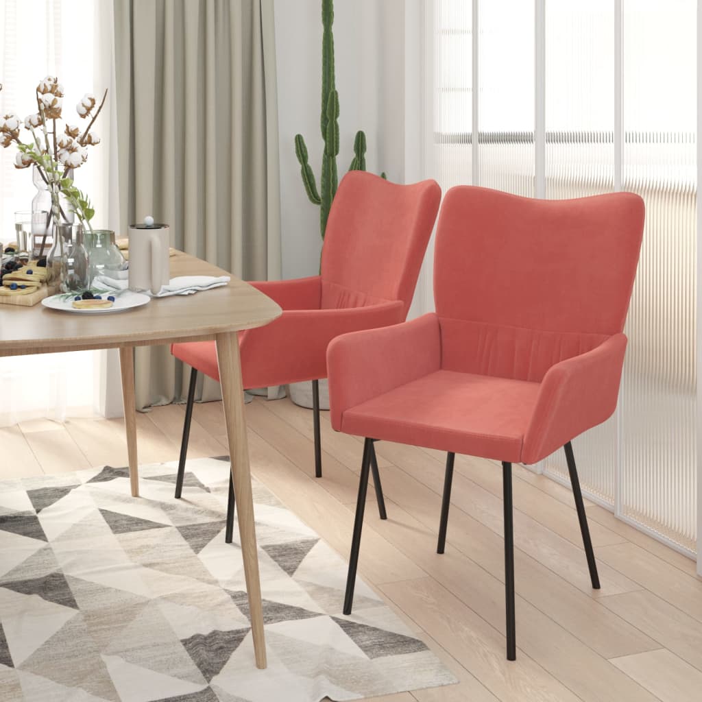 Dining chairs 2 pcs. Pink velvet
