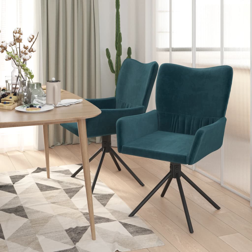 Dining Chairs 2 pcs. Swivel Blue Velvet