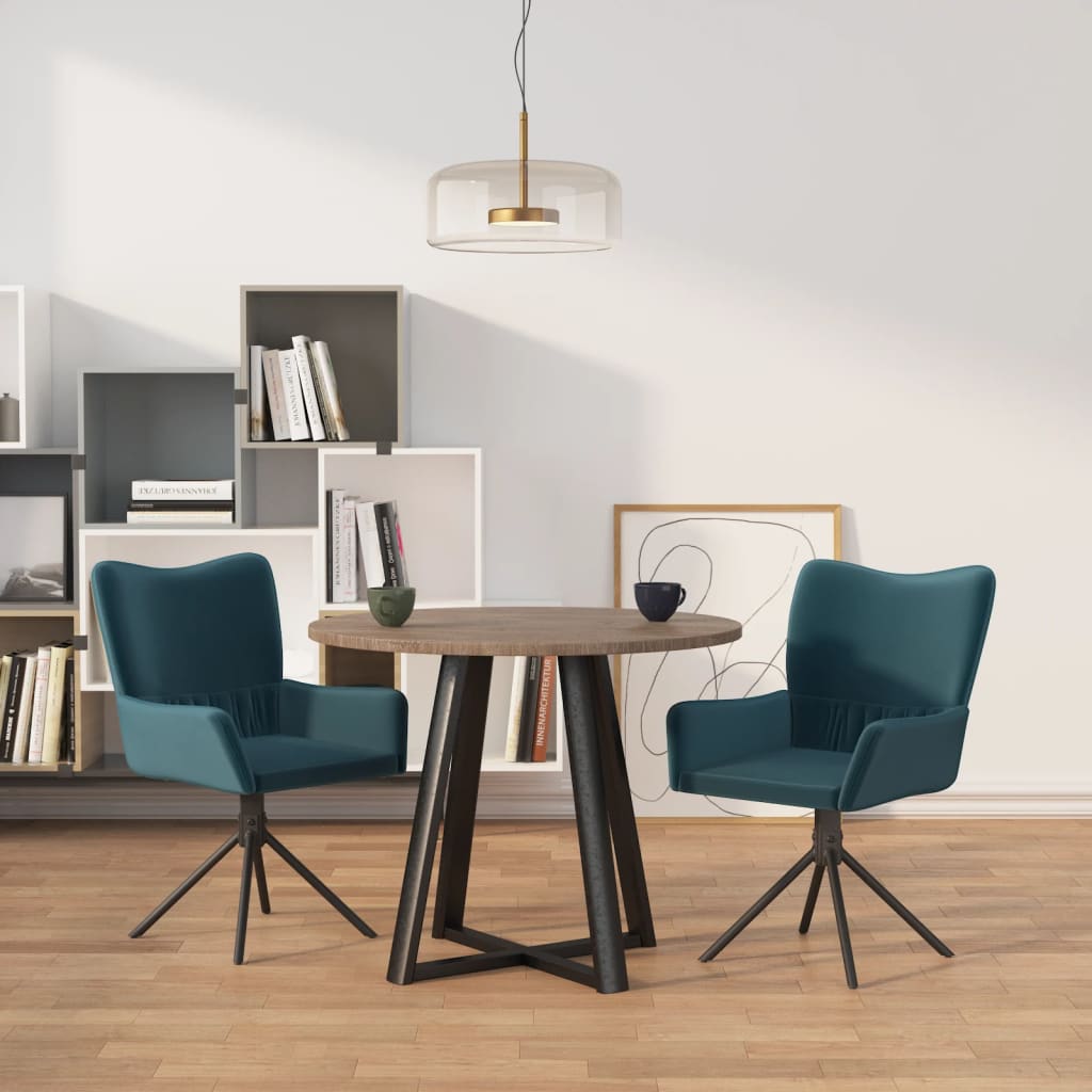 Dining Chairs 2 pcs. Swivel Blue Velvet