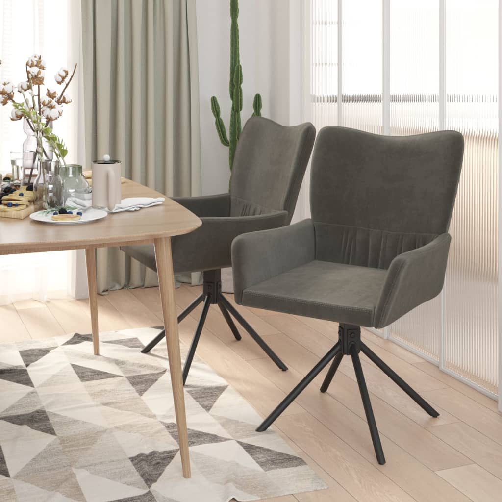 Dining Chairs 2 pcs. Swivel Dark Grey Velvet