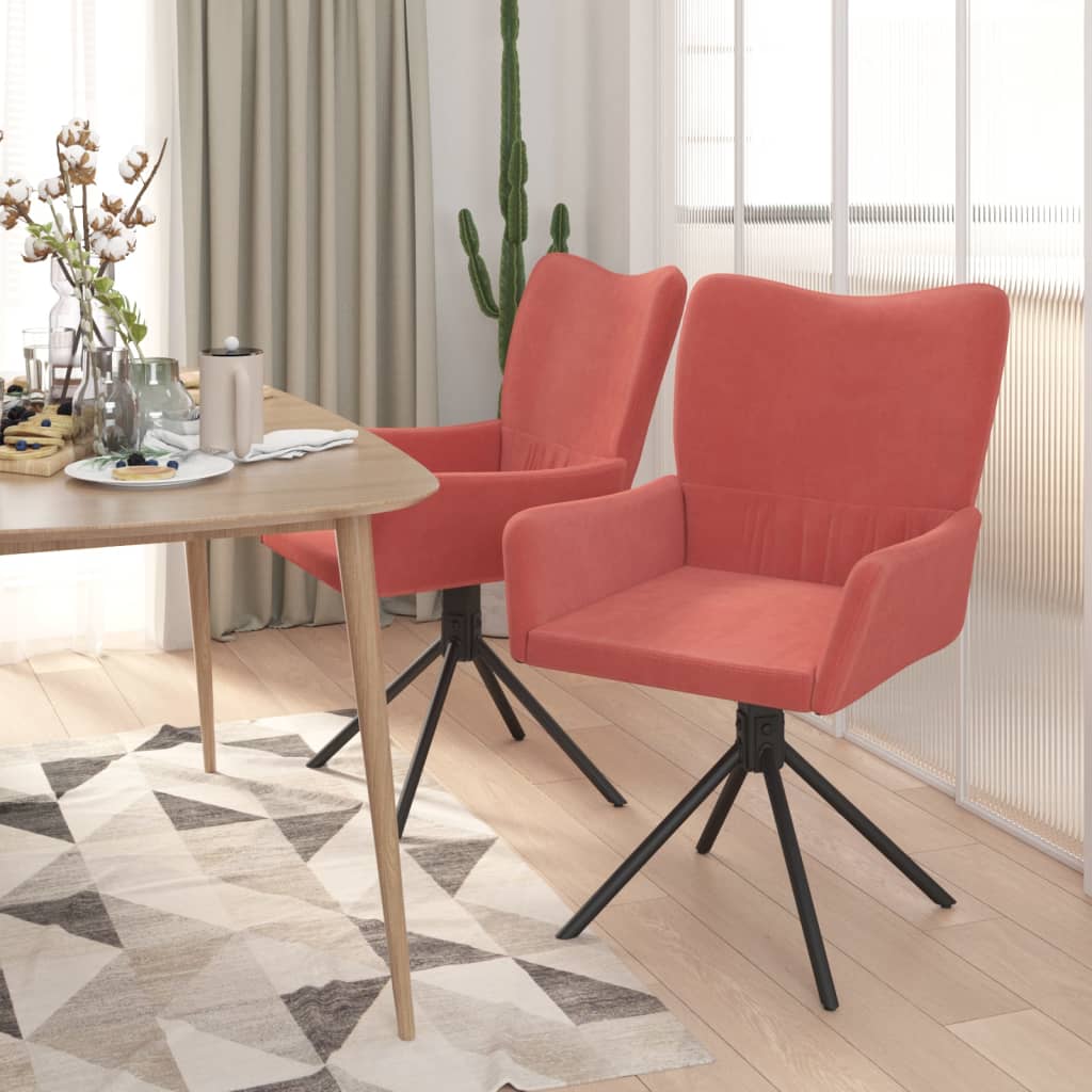 Dining Chairs 2 pcs. Swivel Pink Velvet