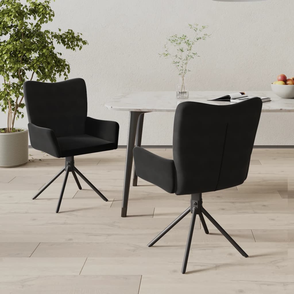 Dining Chairs 2 pcs. Swivel Black Velvet