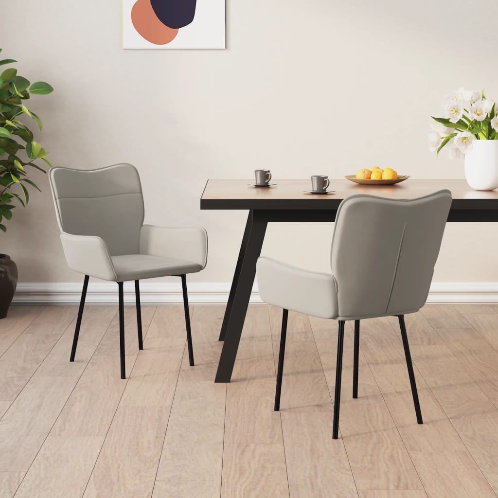 Dining chairs 2 pcs. Light grey velvet