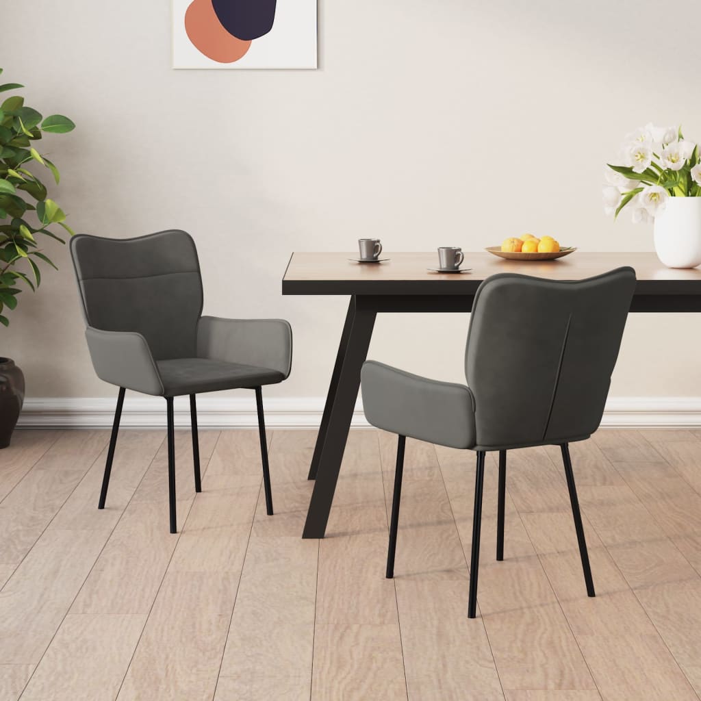 Dining chairs 2 pcs. Dark grey velvet