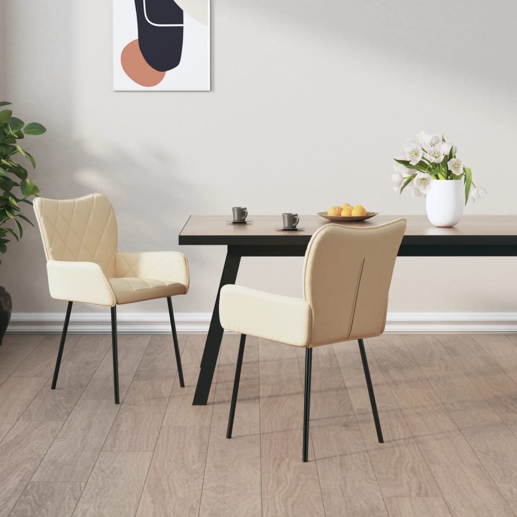 Dining chairs 2 pcs. Cream fabric
