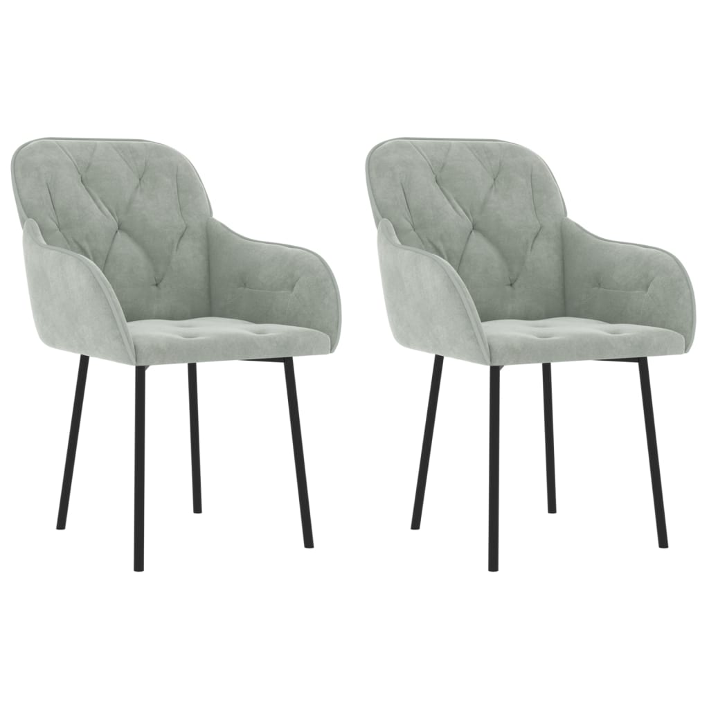 Dining chairs 2 pcs. Light grey velvet