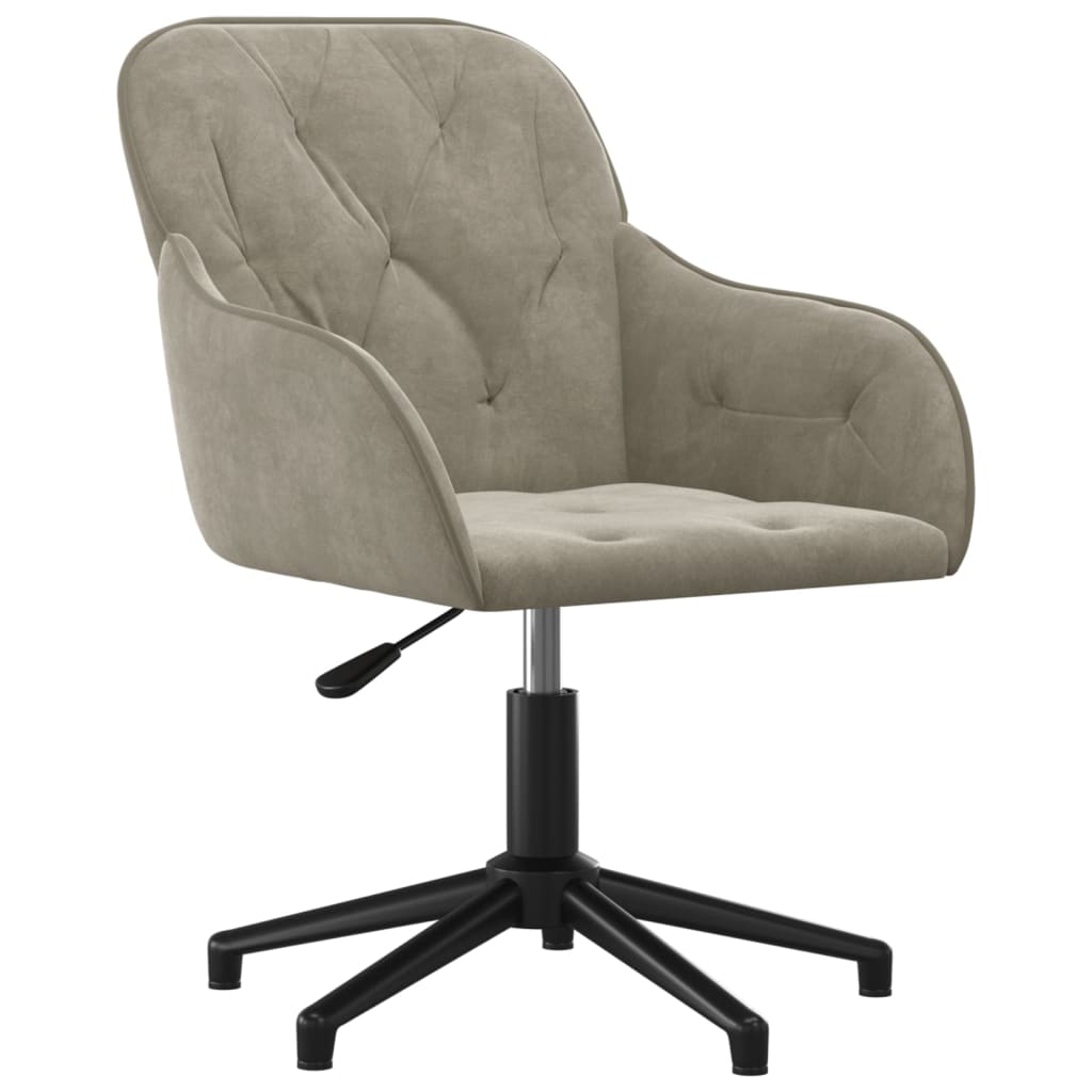 Office chair swivel light grey velvet