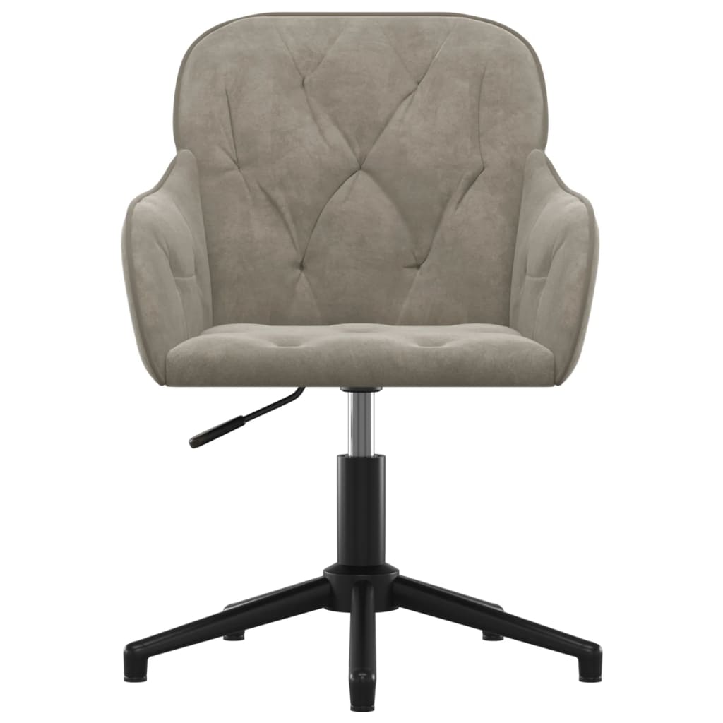 Chaise de bureau pivotante en velours gris clair