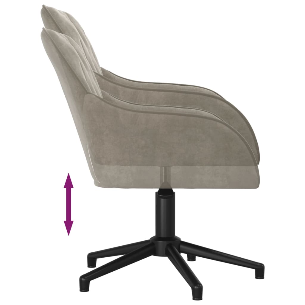 Office chair swivel light grey velvet