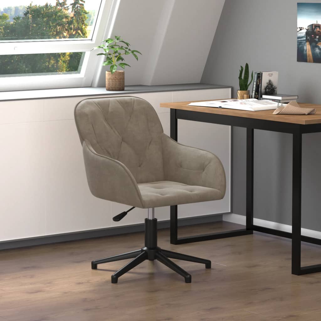 Office chair swivel light grey velvet