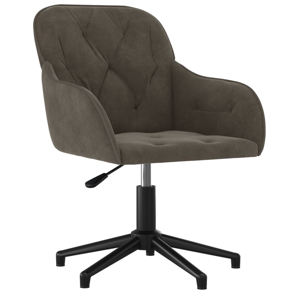 Chaise de bureau pivotante en velours gris foncé