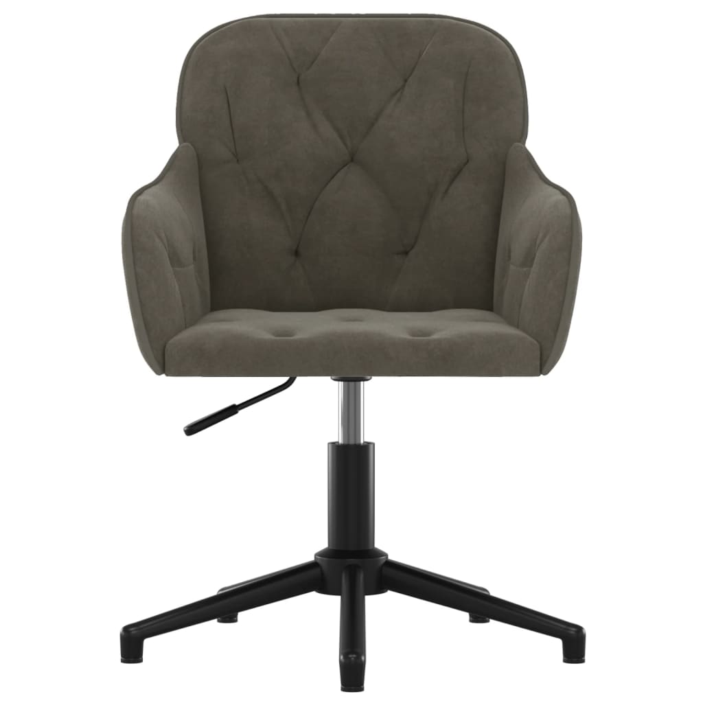 Chaise de bureau pivotante en velours gris foncé