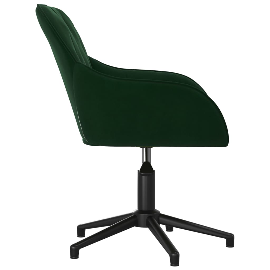 Chaise de bureau pivotante en velours vert foncé