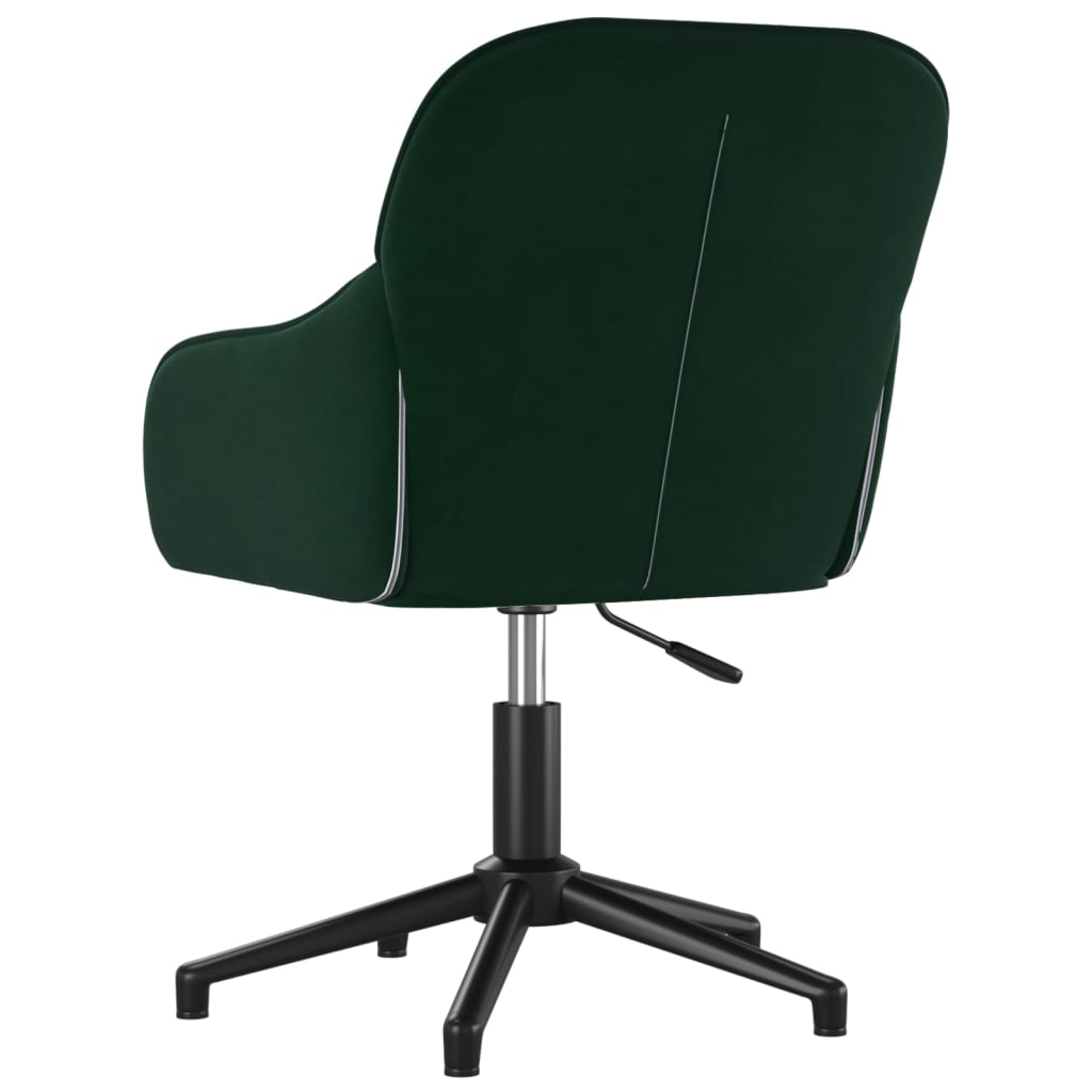 Chaise de bureau pivotante en velours vert foncé