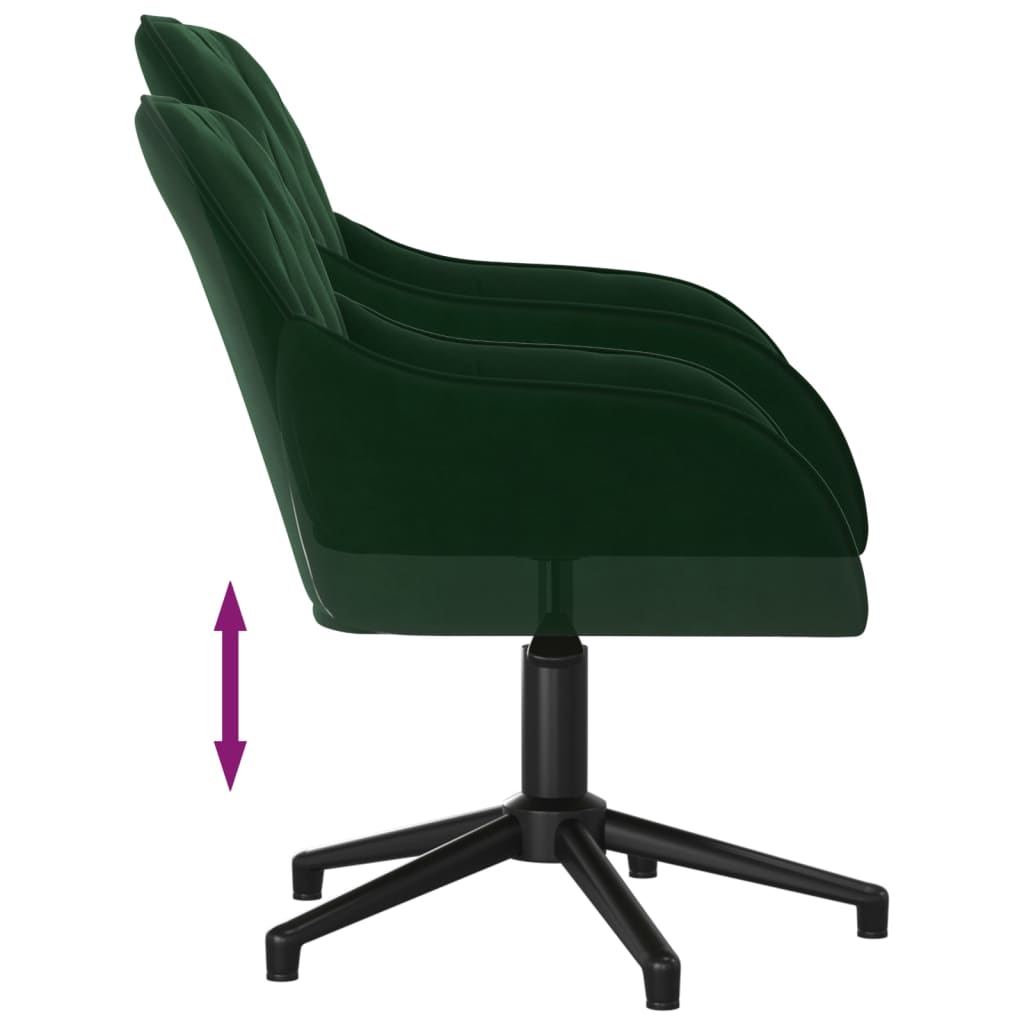 Chaise de bureau pivotante en velours vert foncé