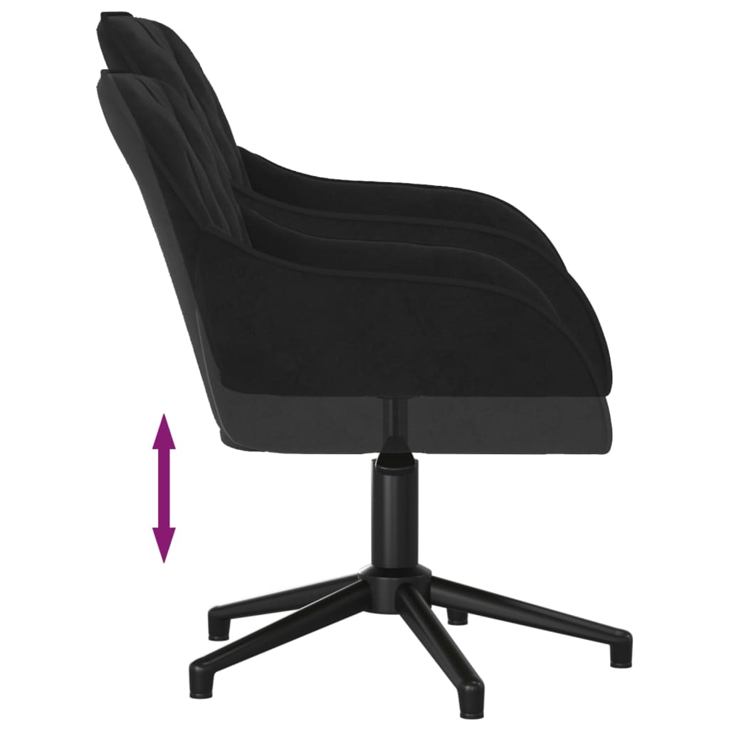 Chaise de bureau pivotante en velours noir