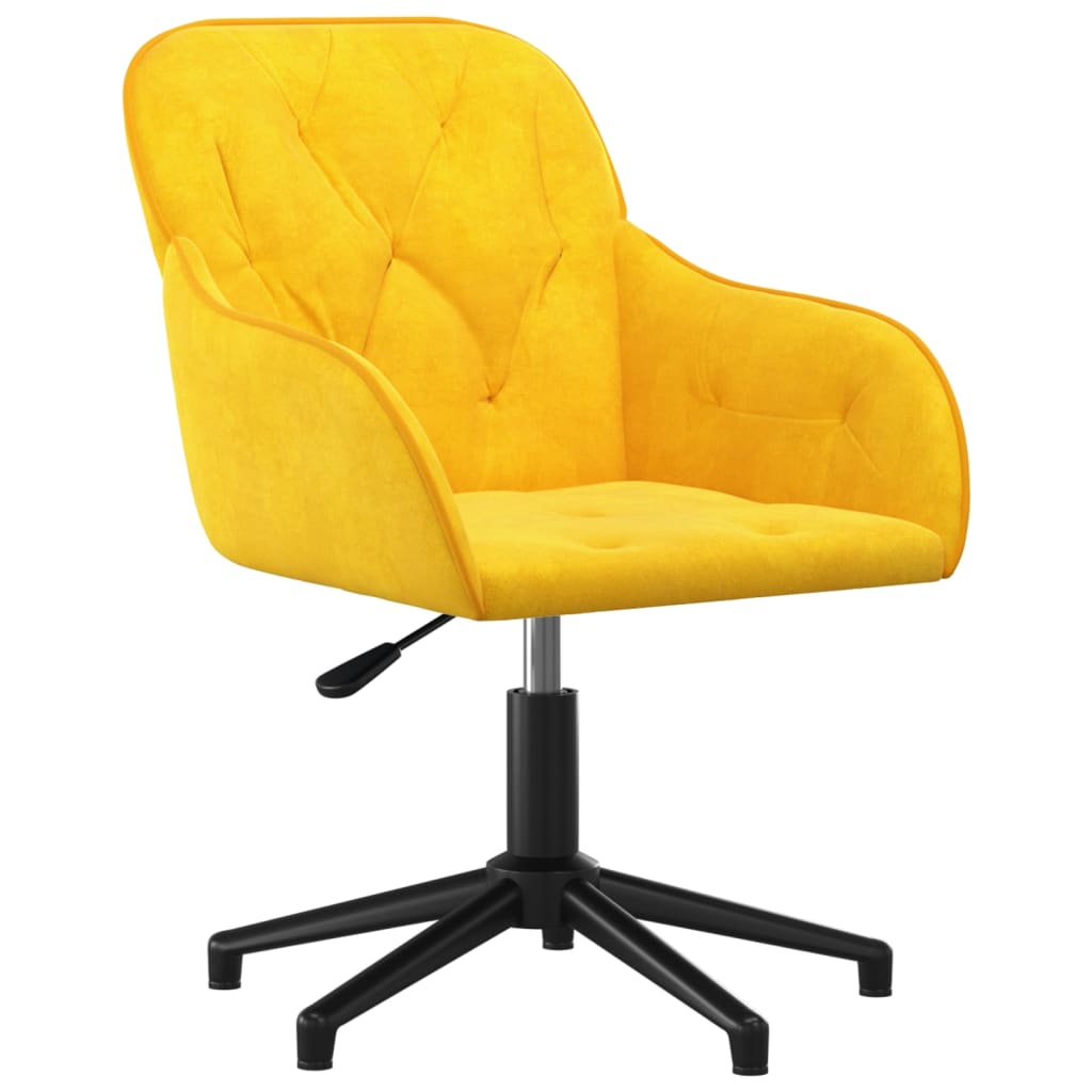Chaise de bureau pivotante en velours jaune