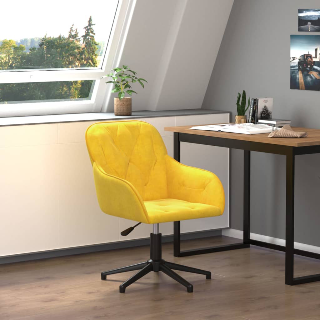 Office Chair Swivel Yellow Velvet