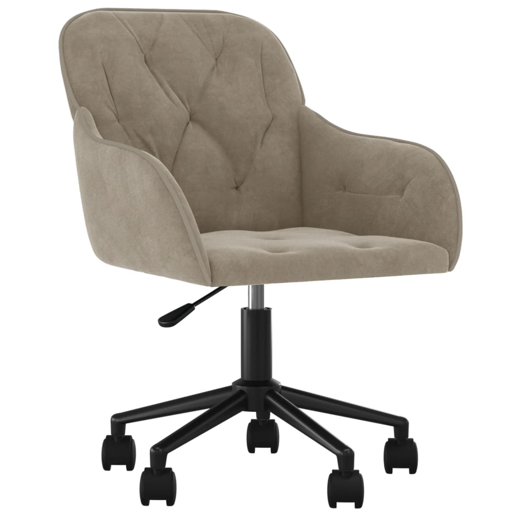 Office chair swivel light grey velvet