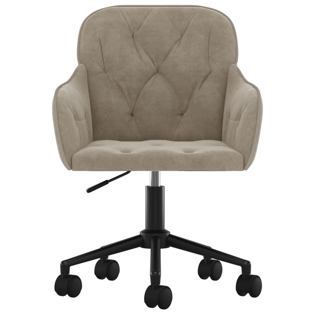 Office chair swivel light grey velvet